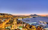 Naples in Italy with Mount Vesuvius before sunrise
